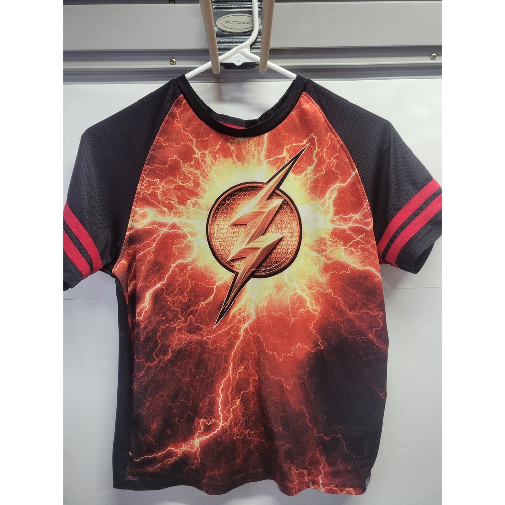 Justice League The Flash Graphic T-Shirt‎ Lightning Bolt Mesh Back 14/16